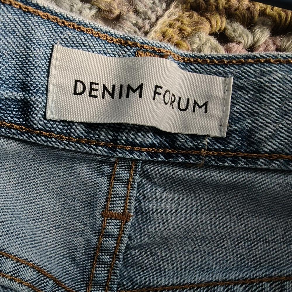 Denim Forum Maya Mid-Rise Wide Leg Light Wash Organic Cotton Blue Jeans 29 - Picture 7 of 9